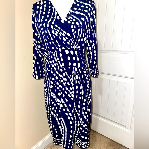 Talbots white & blue polka dotted dress with light weighted breathable material - Picture 1 of 12